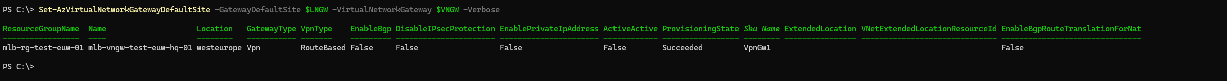 Azure Powershell - Enable Defaul Site