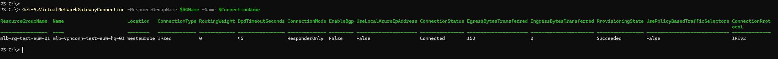 Azure Powershell - Check Peer status
